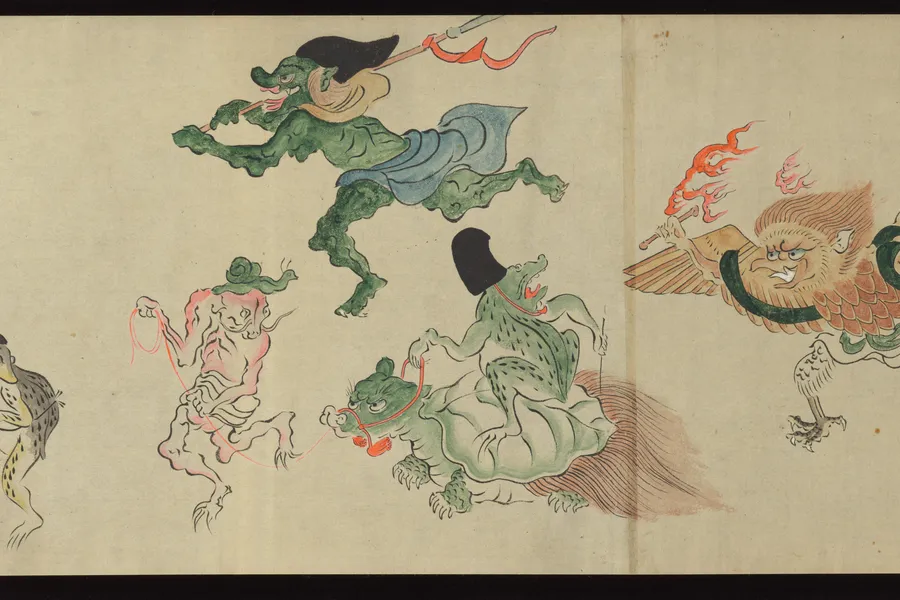 Section of Tachibana Gadō's 1892 handscroll The Night Parade of One Hundred Demons, with yōkai processing from right to left