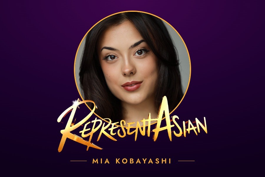 Mia Kobayashi headshot framed in gold with the RepresentAsian logo, for RepresentAsian: An Evening of Asian Talent at the Lyric Theatre