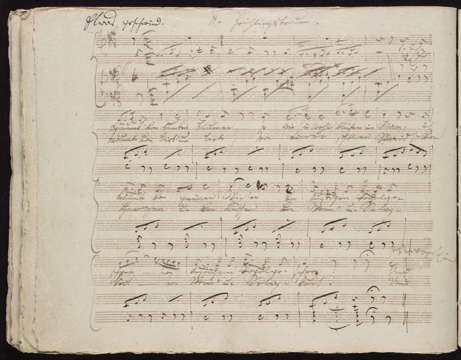 Franz Schubert's handwritten score of Frühlingstraum, the dream of spring, from his 1827 song cycle Winterreise