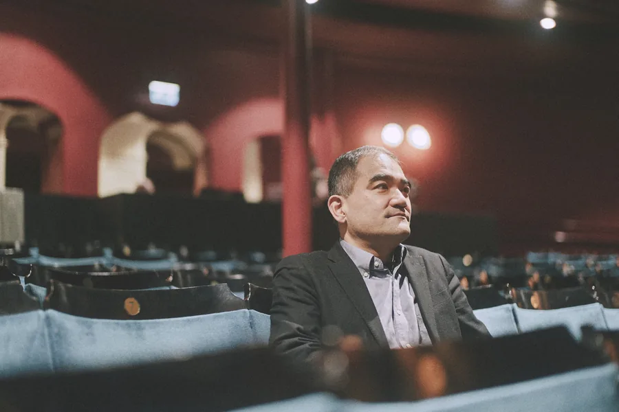 Composer Dai Fujikura in an empty theatre